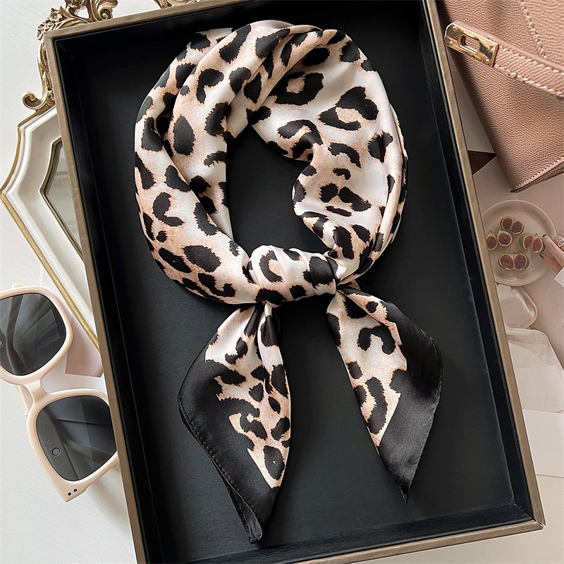 Silk Scarf Square - 70cm Square Luxury Leopard Print Silk