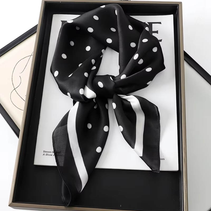 Silk Scarf Square - Luxury Lady Hair Dot Scarf Female