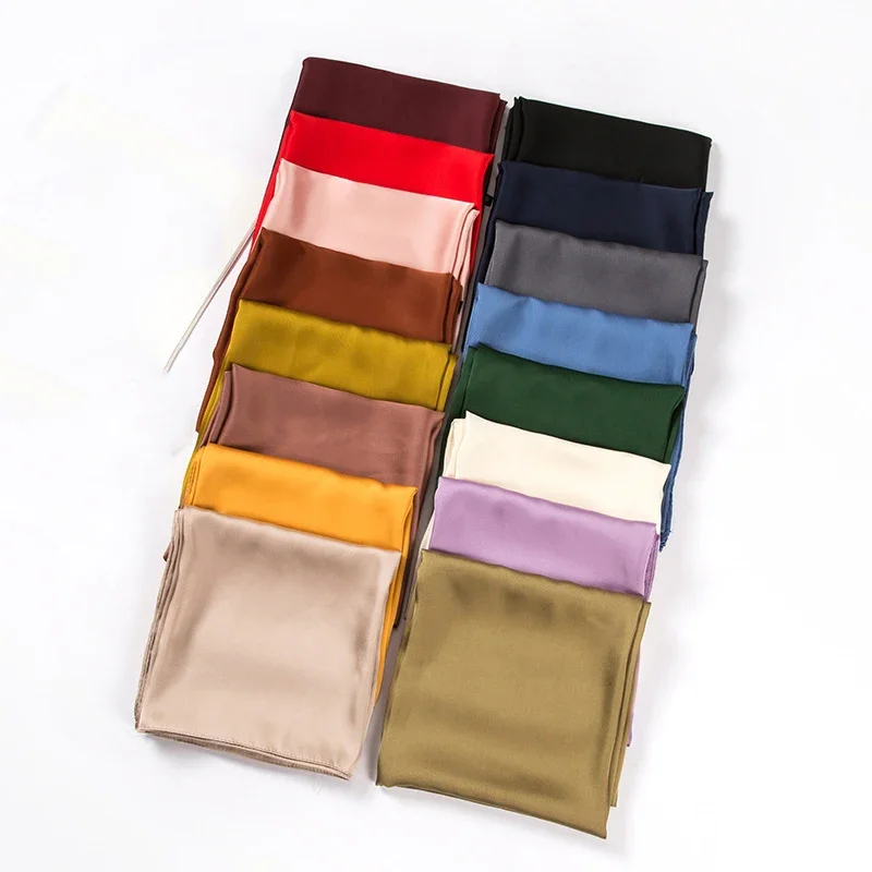 Satin Scarf Women 70cm Solid C - đánh giá và giá Silk Scarf Square