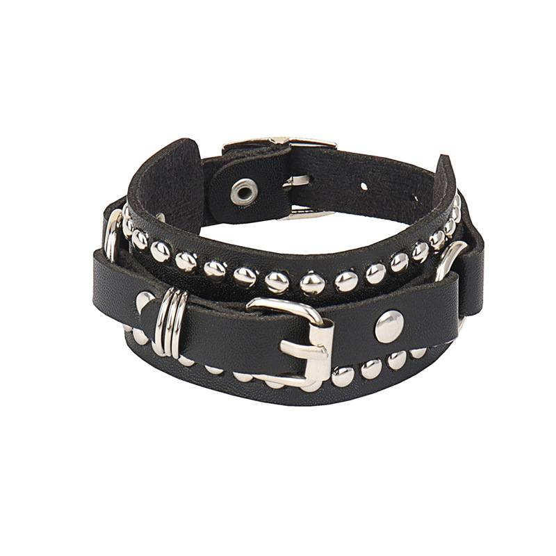 Goth Black Leather Wristband B - đánh giá và giá Women'S Emo Accessories