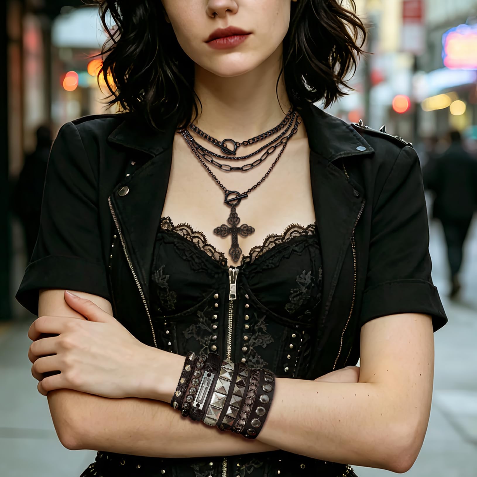 Gothic Cross Pendant Layered N - đánh giá và giá Women'S Emo Accessories