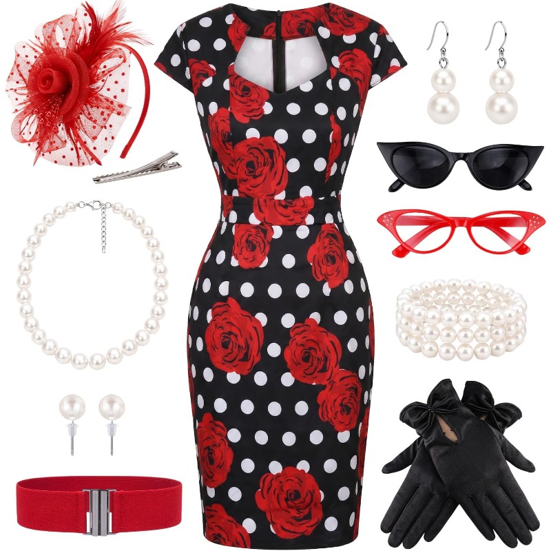 10PCS/SET Ladies Retro 1950s D - đánh giá và giá Women'S Accessories In The 1950S