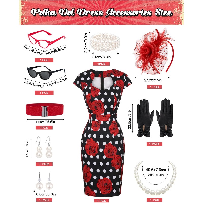 10PCS/SET Ladies Retro 1950s D - đánh giá và giá Women'S Accessories In The 1950S